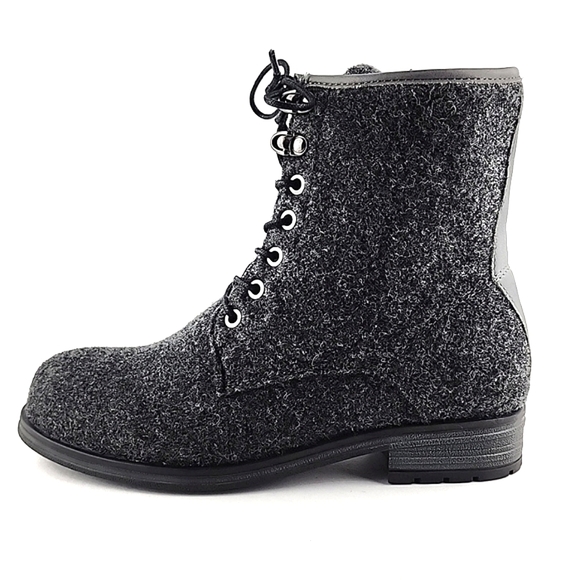 Eric Michael Caterina Waterproof Lace Up Grey Wool Blend  Ankle Boots Sz 36 / 6 - Picture 2 of 14